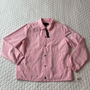 NWT EDGAR + ASH Women’s Windbreaker  Snap On Jacket Pink Size M Lightweight New